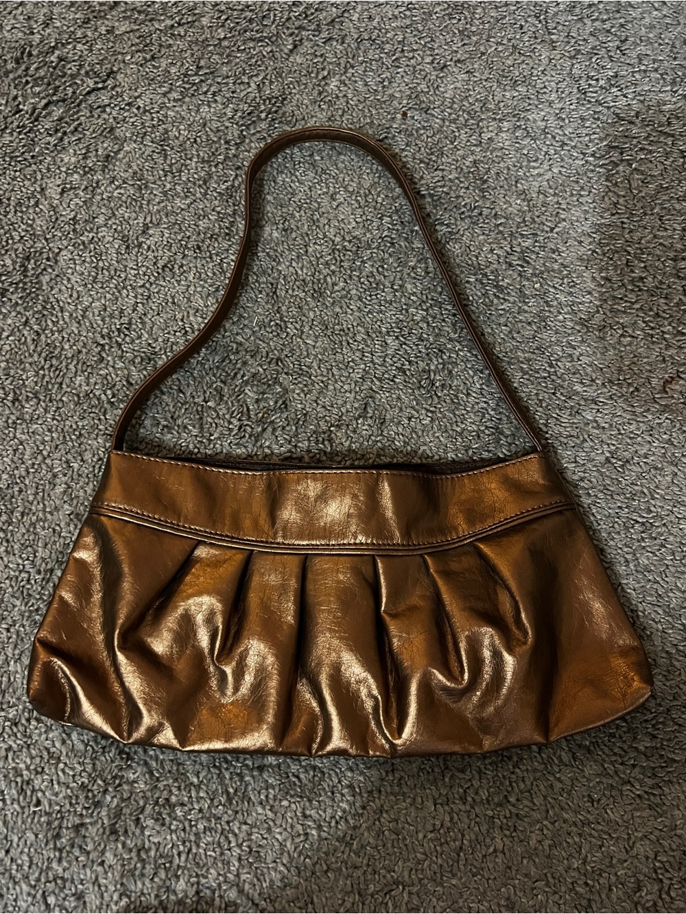 Brown Metallic Shoulder Bag - Classic Pleated Design Nine West